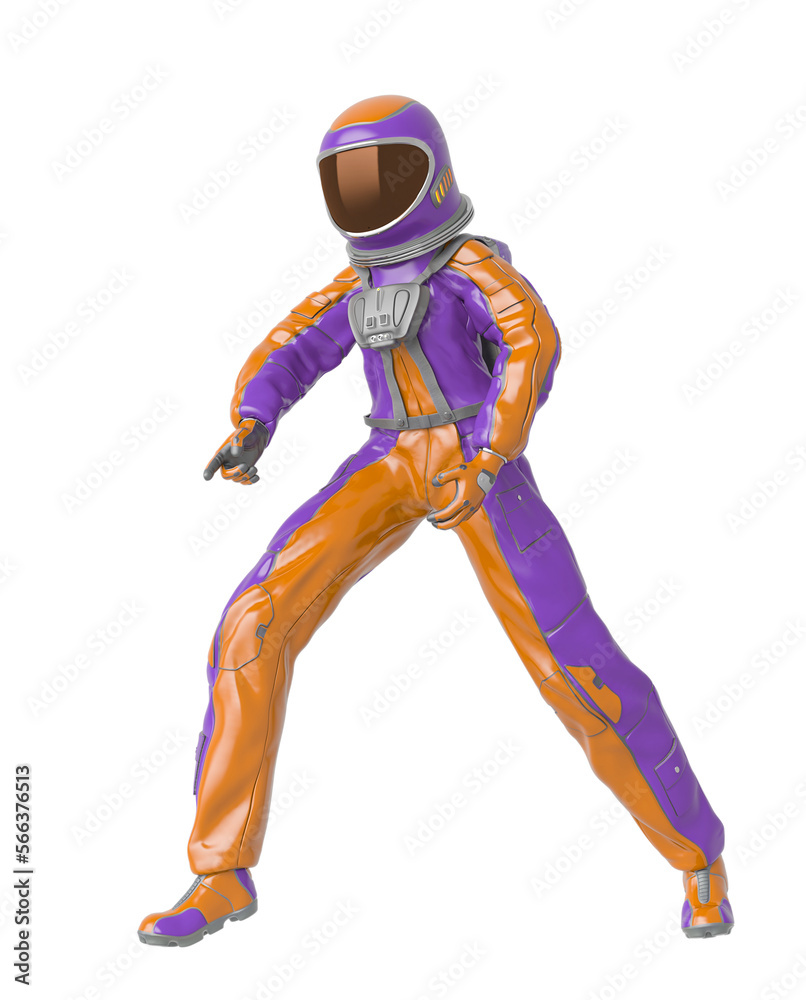 astronaut girl is in discover pose