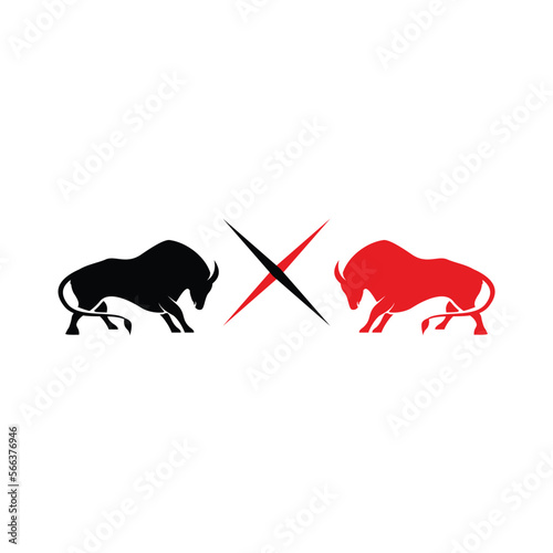bulls on either side facing each other gaming logo design