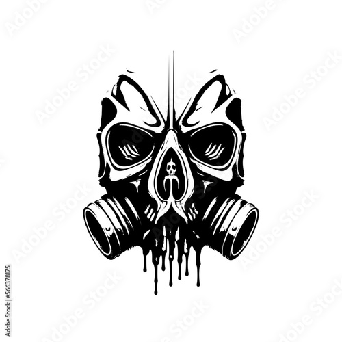 Dripping skull with gas mask
