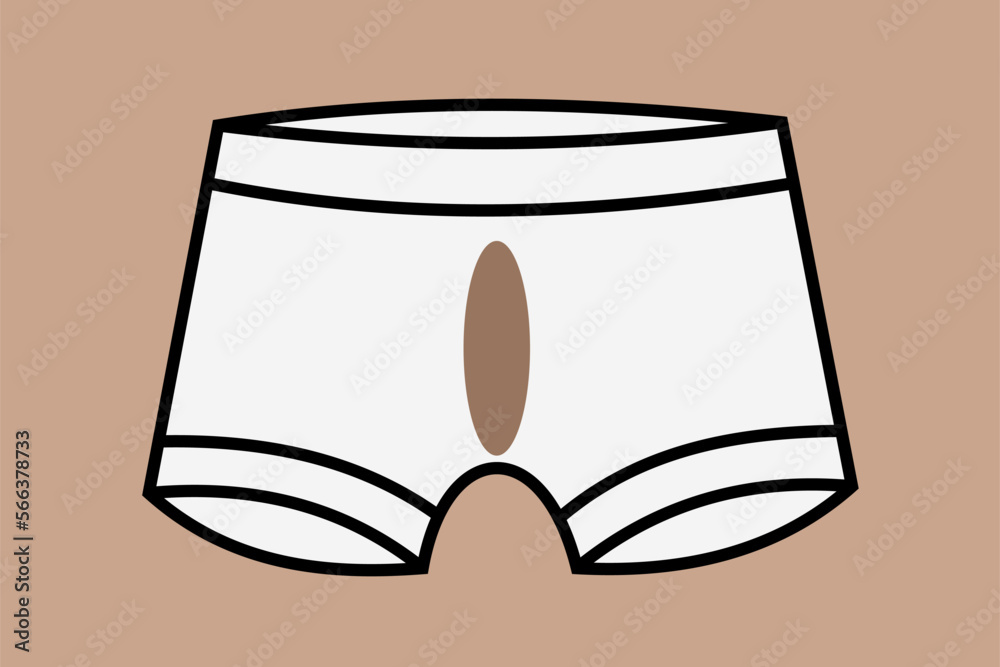 Dirty underwear and pants with brown stain of feces, stool and