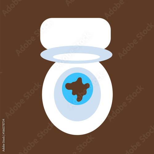 Excrement and fecesis inside toilet bowl. Bathroom, WC and restromm before flush. Vector illustration..