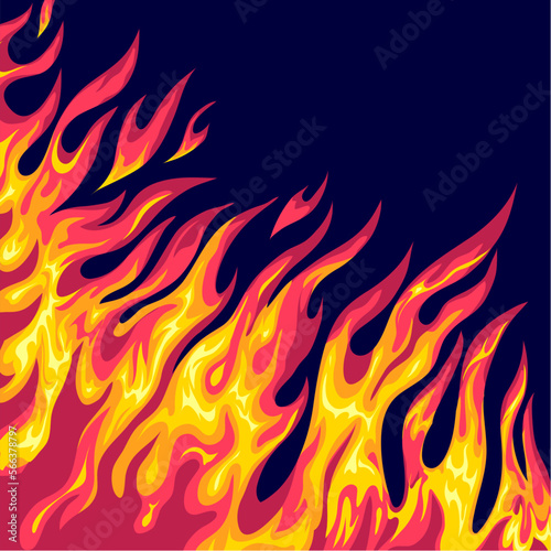 Comic book fantastic fire flames, smoke backgrounds. Design template page. Hand drawn vector art illustration. 