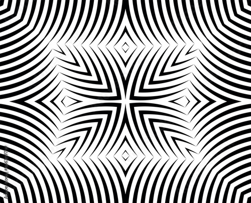 Line art optical .Wave design black and white. Digital image with a psychedelic stripes. Argent base for website, print, basis for banners, wallpapers, business cards, brochure, banner © dexdrax