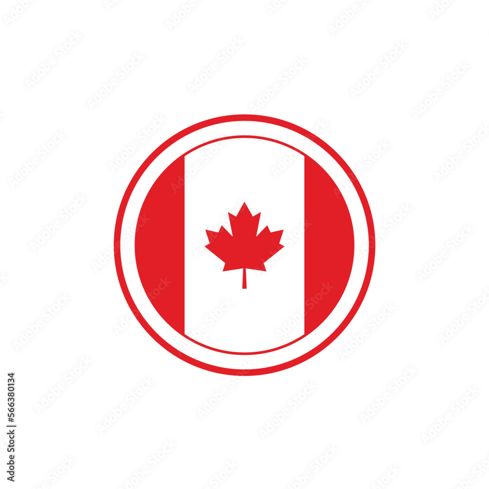 Canada flag sticker stamp label badge design vector in the circle shape Canada flag sticker stamp label badge design vector in the circle shape