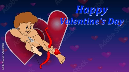 Happy Valentines Day - Valentine's day greeting card with cupid on white background - Valentine Day photo