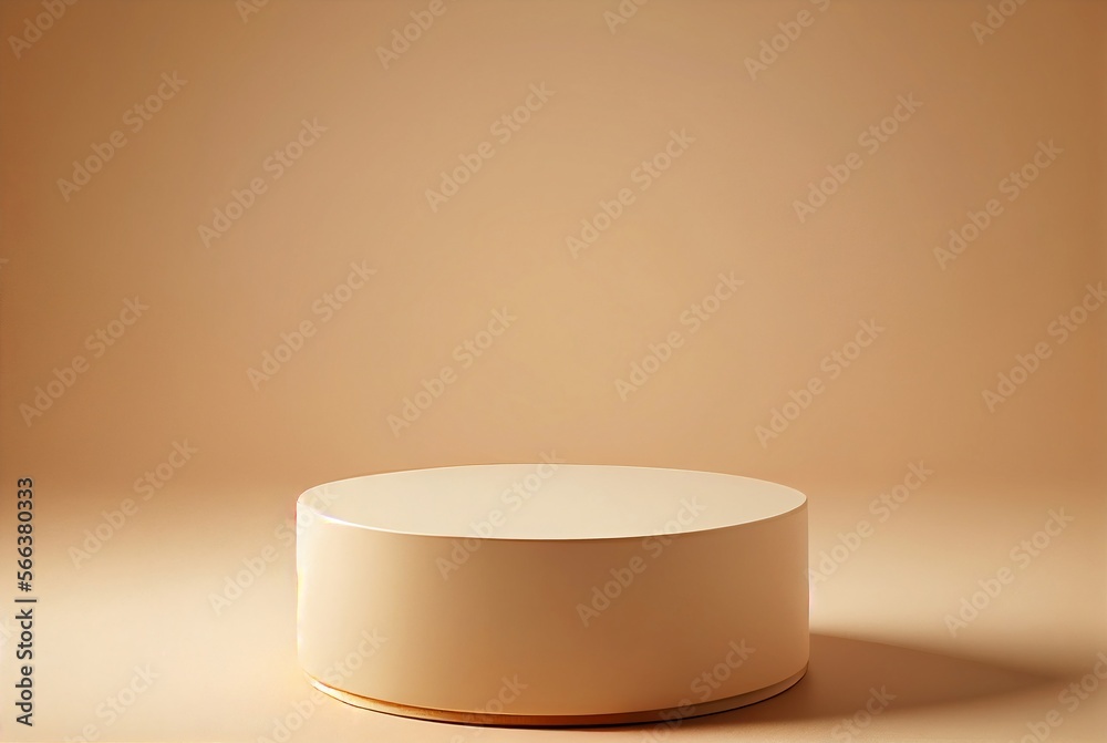 Modern beige podium for product presentation. Mockup empty platform or pedestal. Illustration
