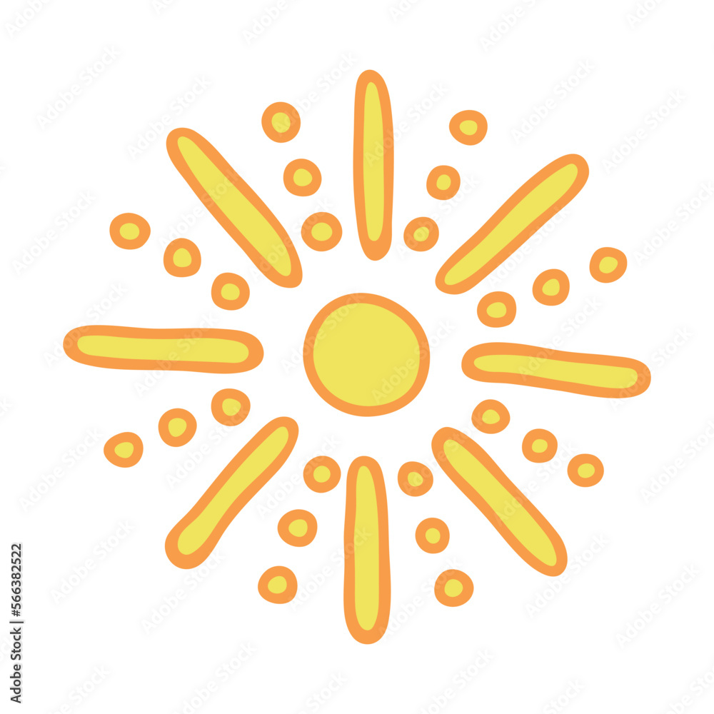 Hand drawn abstract sun symbol. Summer doodle. Single vector element for design Hand drawn abstract sun symbol. Summer doodle. Single vector element for design