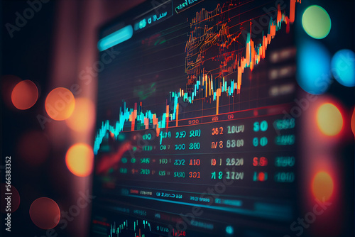 Stock market trading investment candlestick graph. Created with Generative AI technology