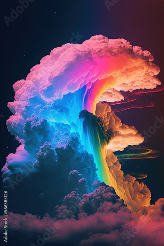 Colorfuf rainbow inspired background - Rainbow backgrounds series - Colorful rainbow background wallpaper created with Generative AI technology