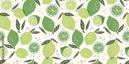 Vector seamless pattern with lemons and limes. Trendy hand drawn textures. Modern abstract design for paper, cover, fabric, interior decor and other