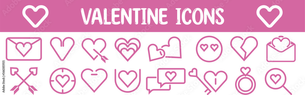 Love, valentine icons set. heart, linear icons. Romantic and love symbols. Valentine's day design Love, valentine icons set. heart, linear icons. Romantic and love symbols. Valentine's day design
