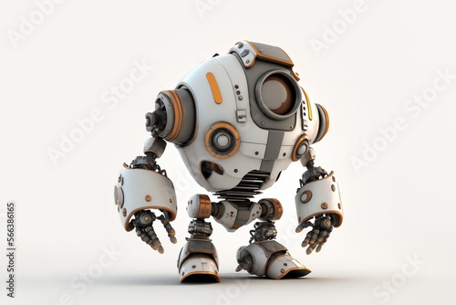robot on a white background render of a characteristic joyful playful machine cutout isolated