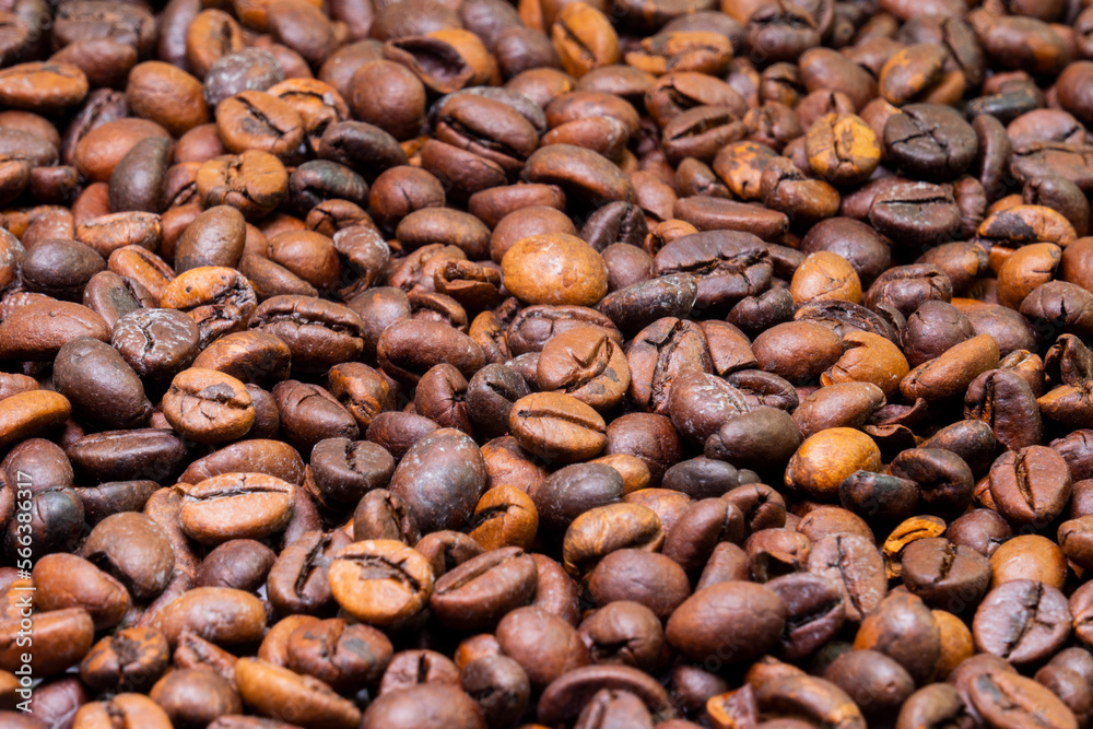 Background of roasted coffee beans (close-up). Coffee shop concept Background of roasted coffee beans (close-up). Coffee shop concept
