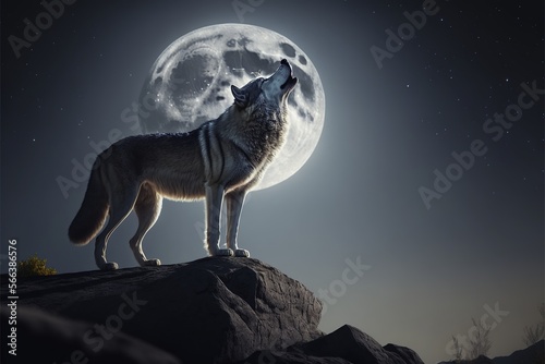 wolf howling at the moon photo