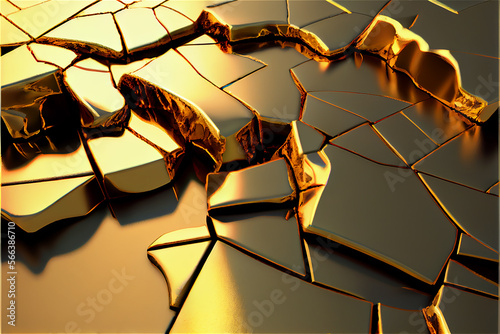 Cracked golden gilded surfa...
