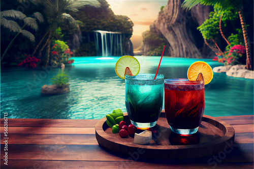 A couple of exotic cocktail...