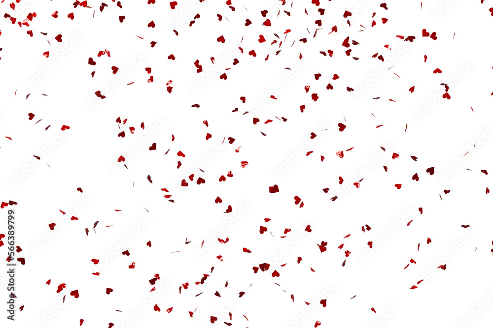 Red confetti in the shape of hearts isolated