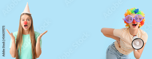 Young woman in funny disgui...