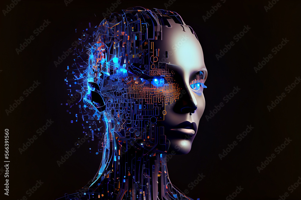 Human Face with AI. generative AI Human Face with AI. generative AI