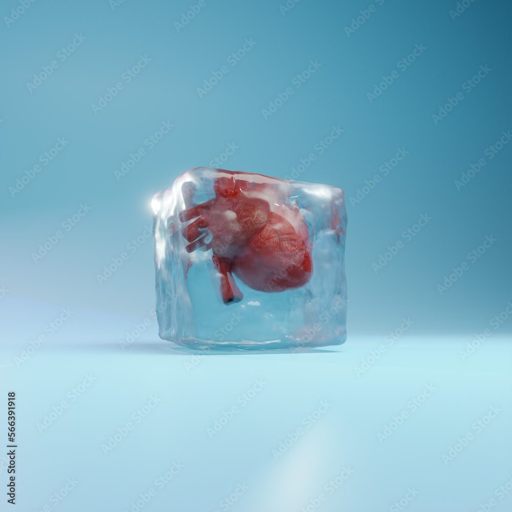 3d render of frozen heart illustration. light blue background with frozen objects. suitable for wallpaper or music album. 3d render of frozen heart illustration. light blue background with frozen objects. suitable for wallpaper or music album.