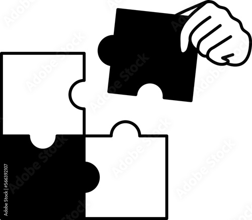 Jigsaw team successful business teamwork partnership Element illustration Semi-Solid Black and White