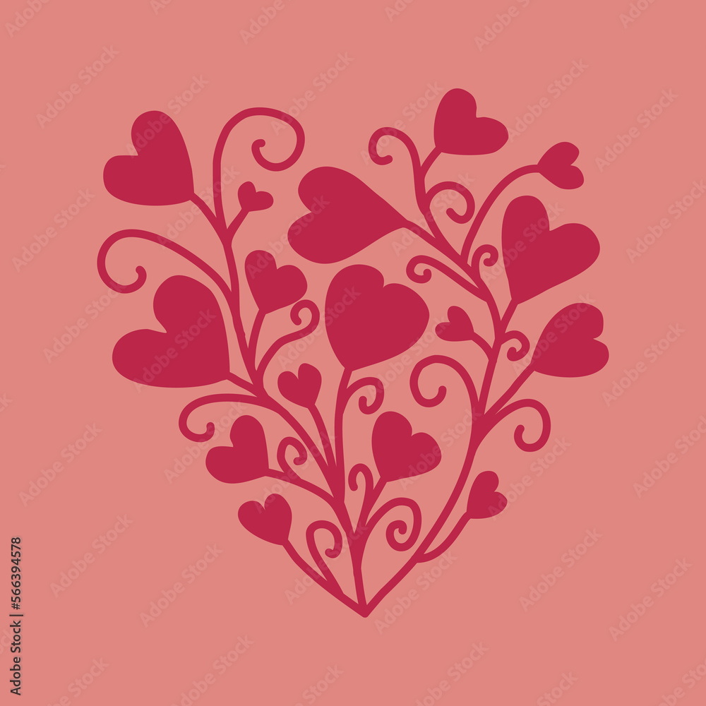 Heart shape with floral ornament, floral heart for wedding invitation, or holidays postcard, vector Heart shape with floral ornament, floral heart for wedding invitation, or holidays postcard, vector