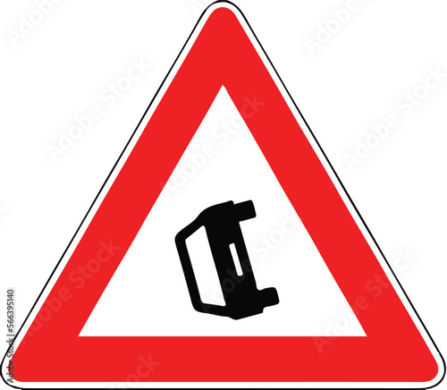 Street DANGER Sign. Road Information Symbol. Road obstruction