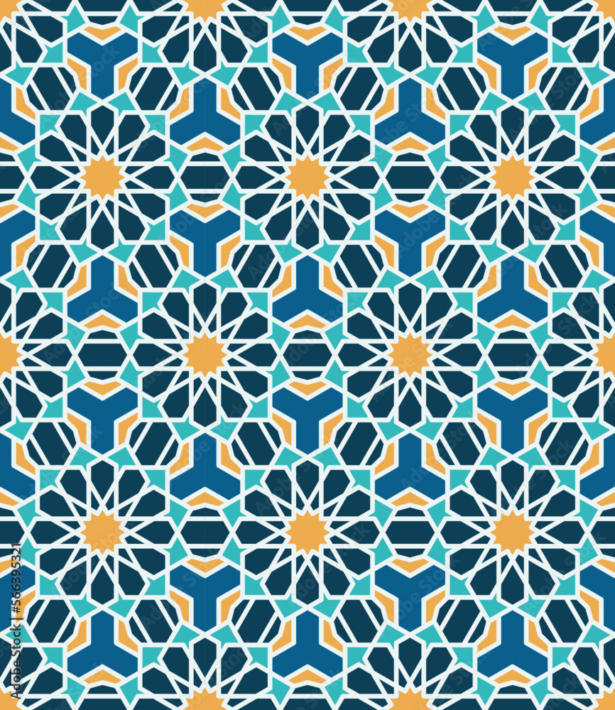 Seamless geometric pattern. Vector decorative ornamental pattern. Abstract background. Morocco Seamless pattern. Traditional Islamic Design. Mosque decoration element. 