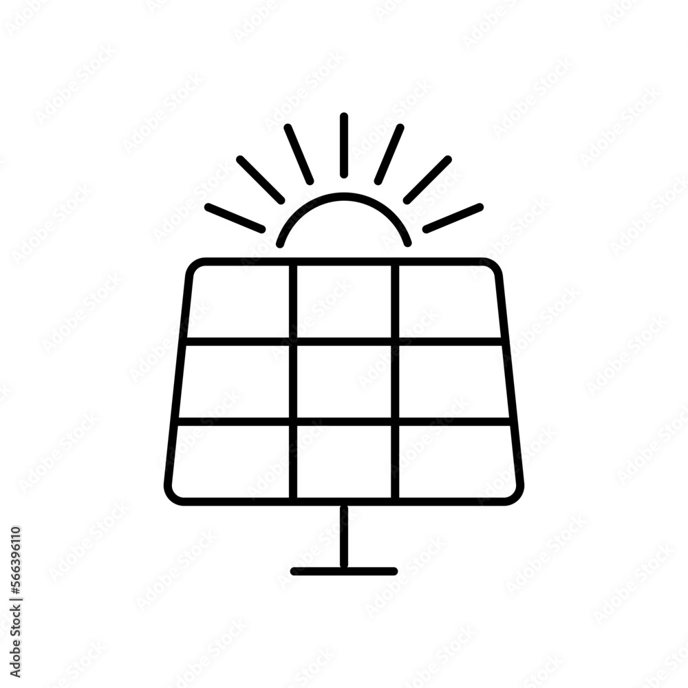 solar panel Icon vector. Simple flat symbol. Perfect Black pictogram illustration on white background. eps 10