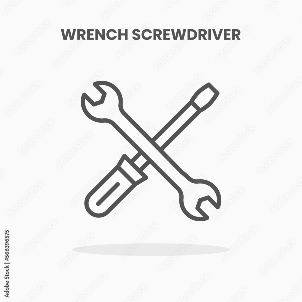 Wrench Screwdriver icon vector illustration line style. Great design for web, app and more. Editable Stroke and pixel perfect.