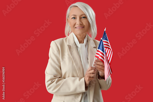 Mature woman with USA flags...