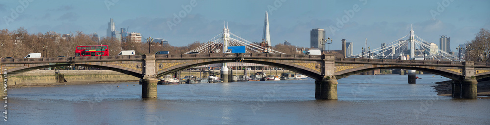 UK, england, London, Battersea Bridge Panorama