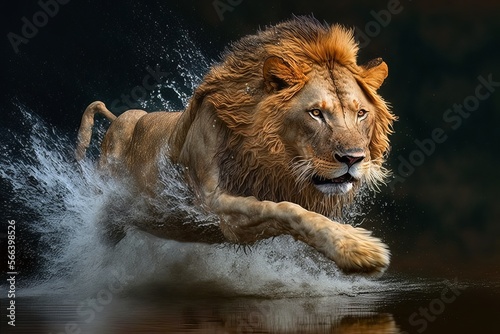 Lion under the water  Created with Generative AI Tools 