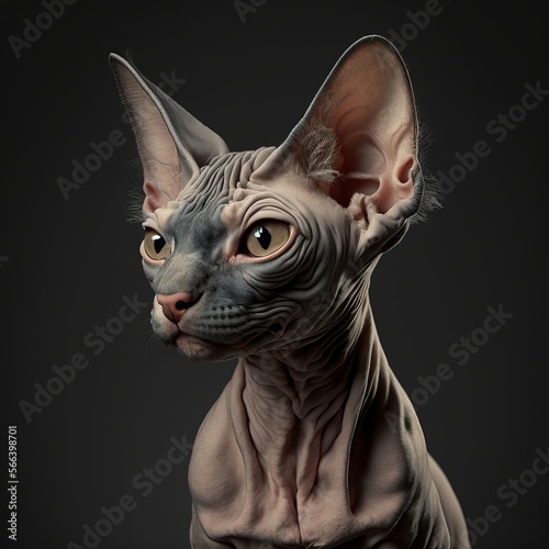 Adorable Masculine Sphynx Cat A Portrait by Reid