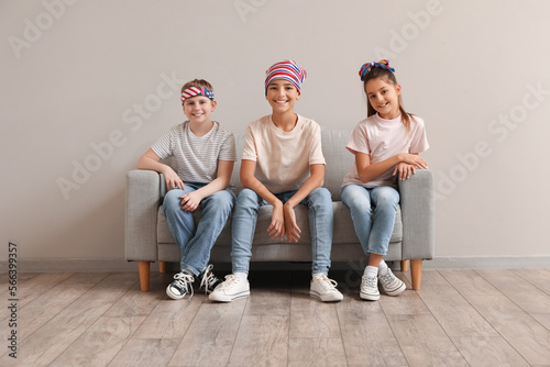 Happy little friends sittin...