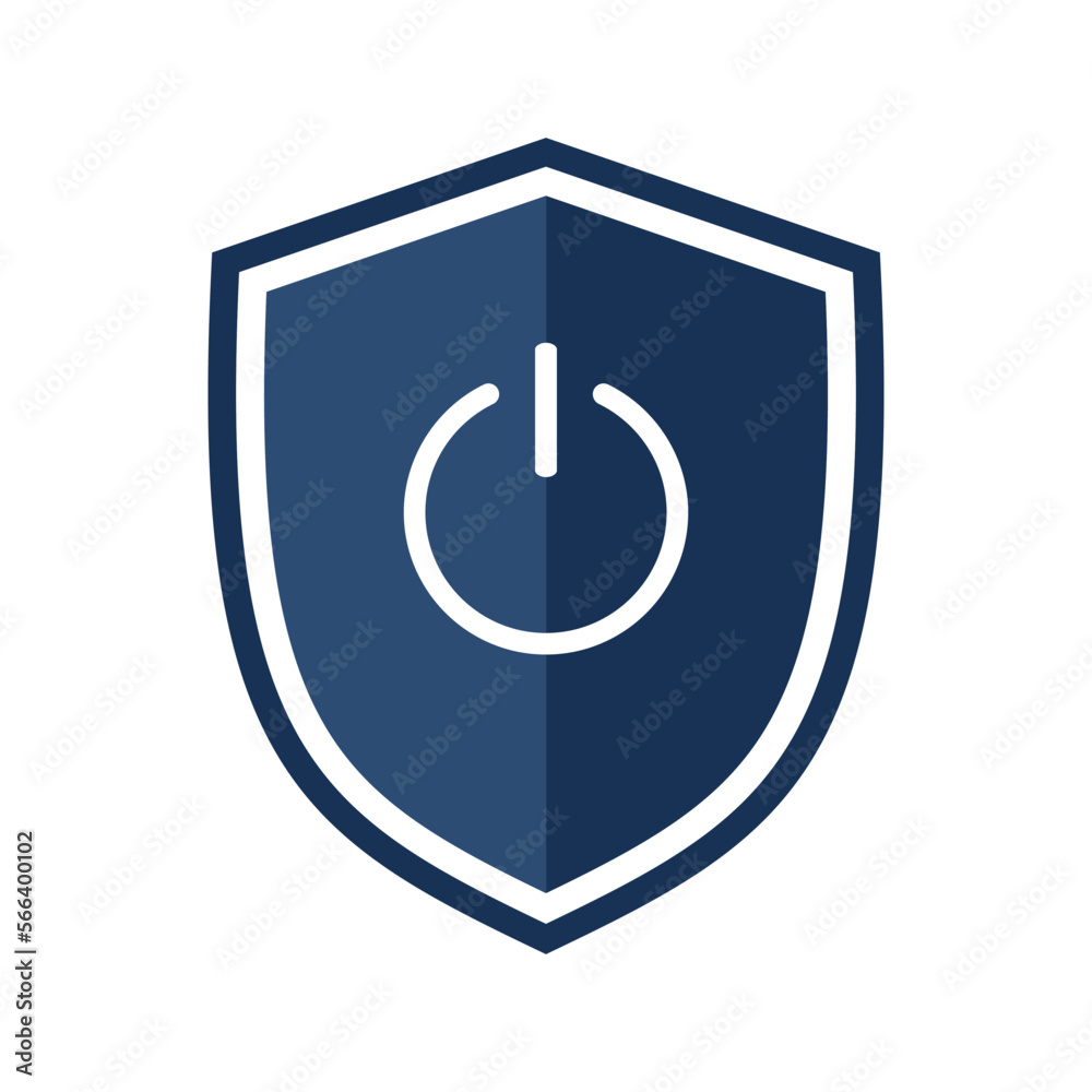 Shield in button to turn on. Illustration Shield in button to turn on. Illustration