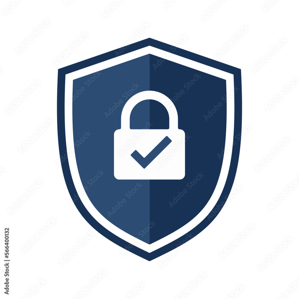Check mark with shield and lock. Illustration Check mark with shield and lock. Illustration