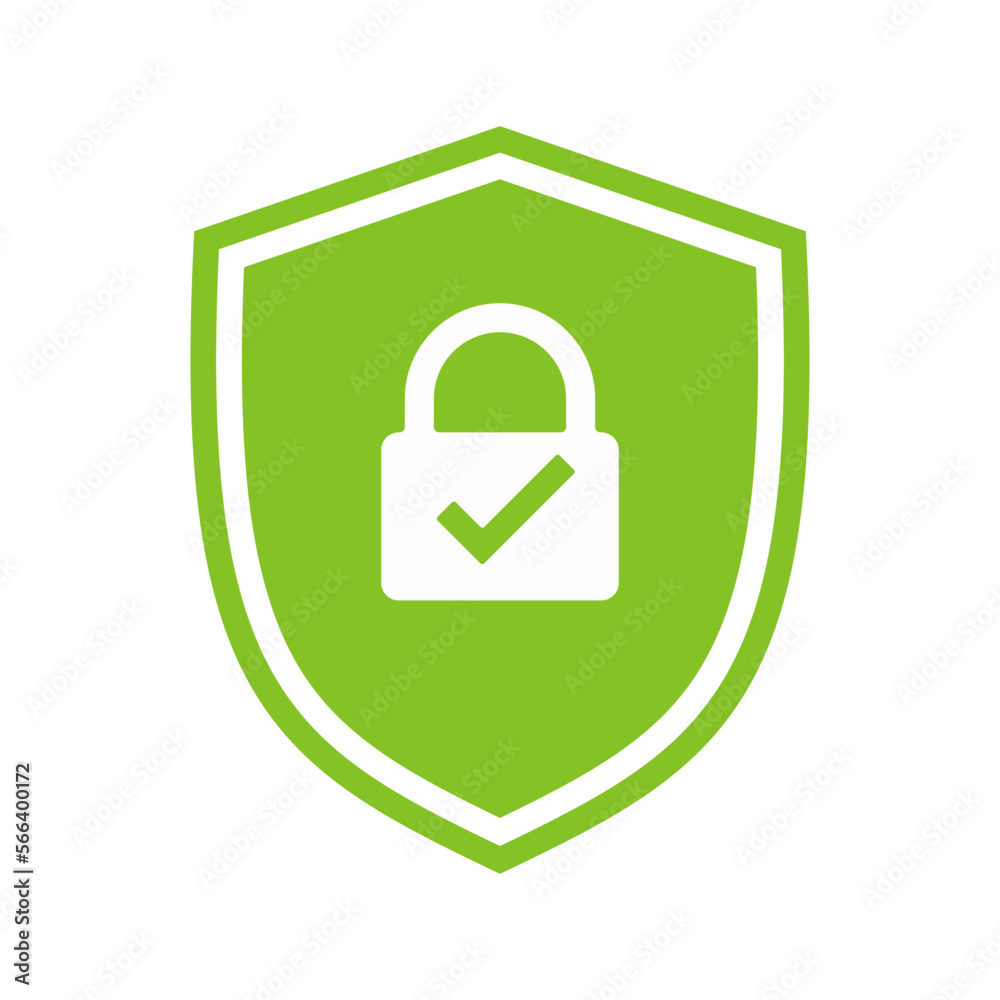 Check mark with shield and lock. Illustration Check mark with shield and lock. Illustration