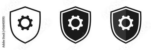 Shield with gear. Set of illustrations
