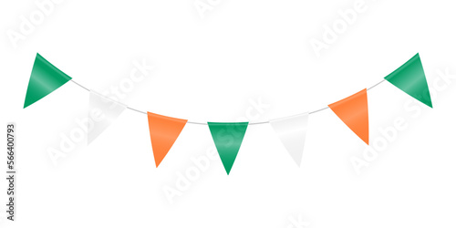 Garland with flags to decorate the holiday. Decor from colorful triangular flags on a rope. Festive decor. Vector illustration.