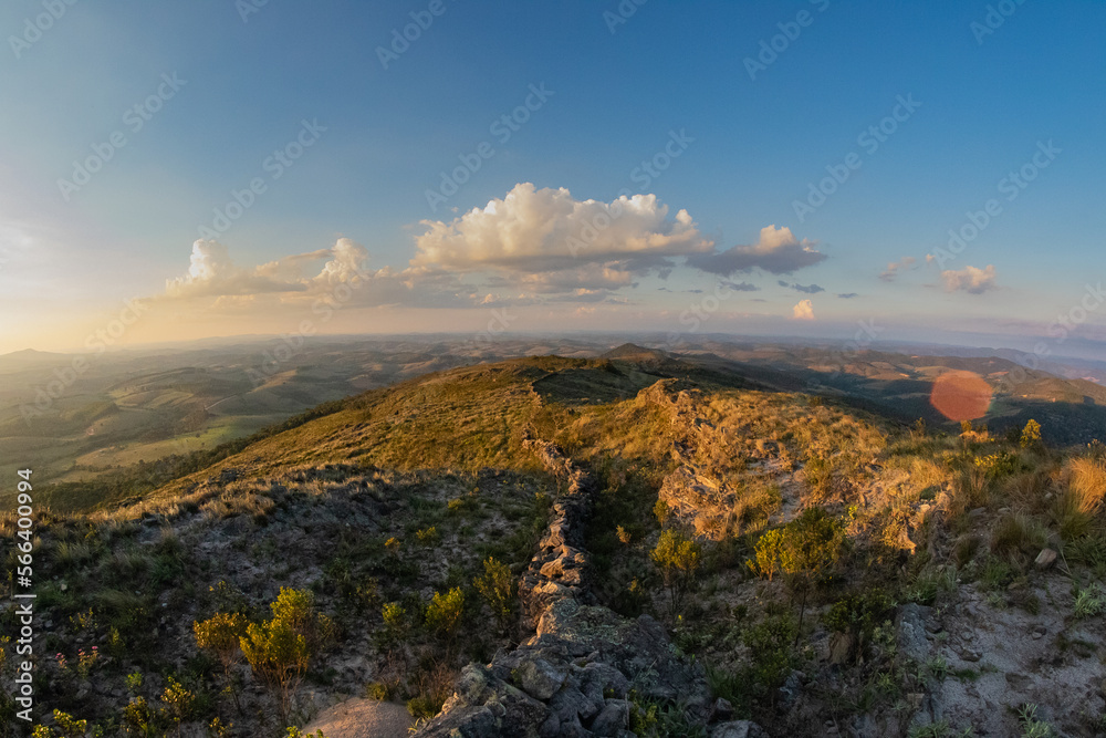 Fototapeta premium Field view with cloud on the horizon