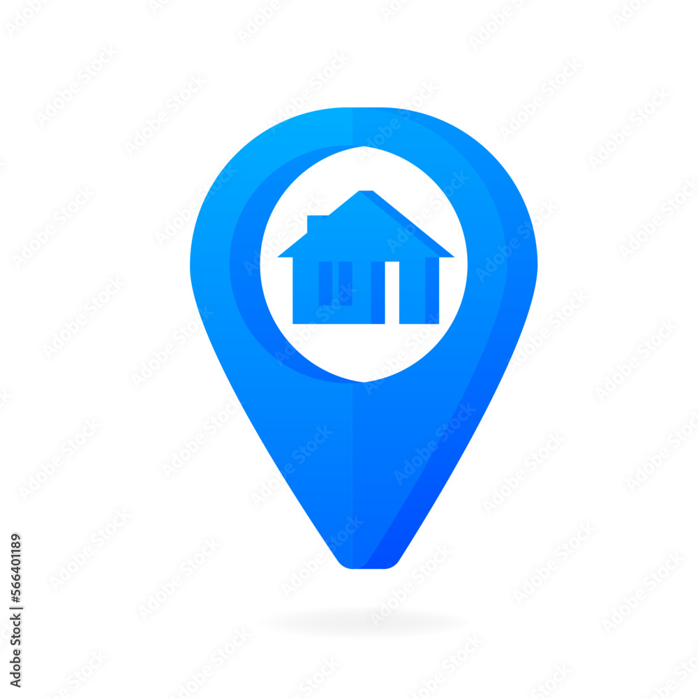 House blue pointer on map. Map house pointer. House map point. GPS Navigator. Vector illustration. House blue pointer on map. Map house pointer. House map point. GPS Navigator. Vector illustration.