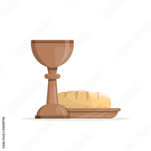 Bread and chalice. Maundy Thursday. Symbols of the Eucharist