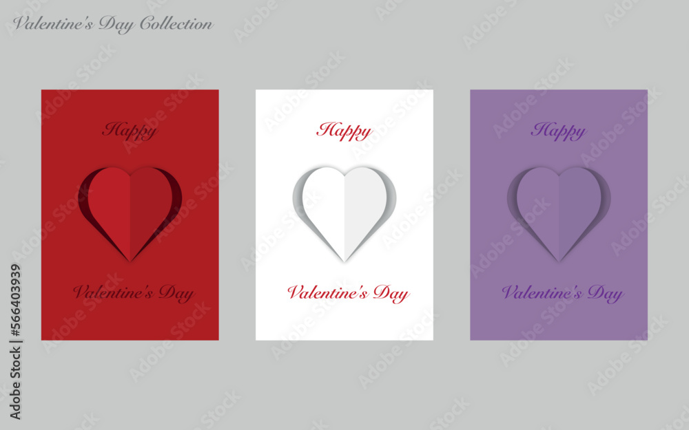 Vector set of romantic cards - Happy Valentine's Day.
