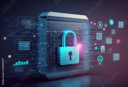 Internet network security, user privacy security and encryption,. binary code lock. Generative AI