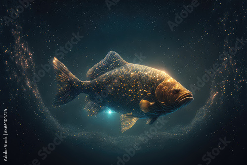 surreal fantasy carp made from stars floating in space (generative AI)