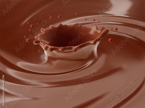 Realistic chocolate corona splash. Vector illustration. Сan easily be used for different backgrounds. EPS10.	