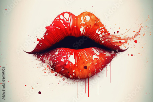 Kiss mark of a lipstick on a light background