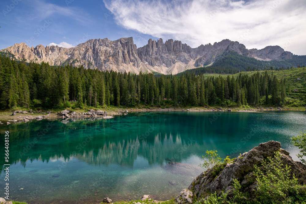 Summer at Lago di Carezza in south tyrol