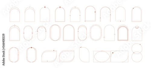 Modern Minimalist Aesthetic linear frames, arcs, stars and elements